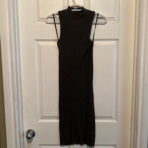 Muscle shirt fitted mini dress with high neckline.